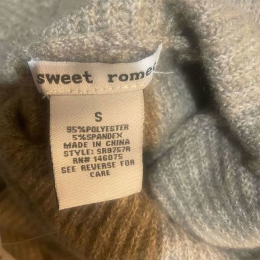 Sweet Romeo Nordstrom Heather Latte Abstract Rib Turtleneck Sweater Small - Picture 5 of 7